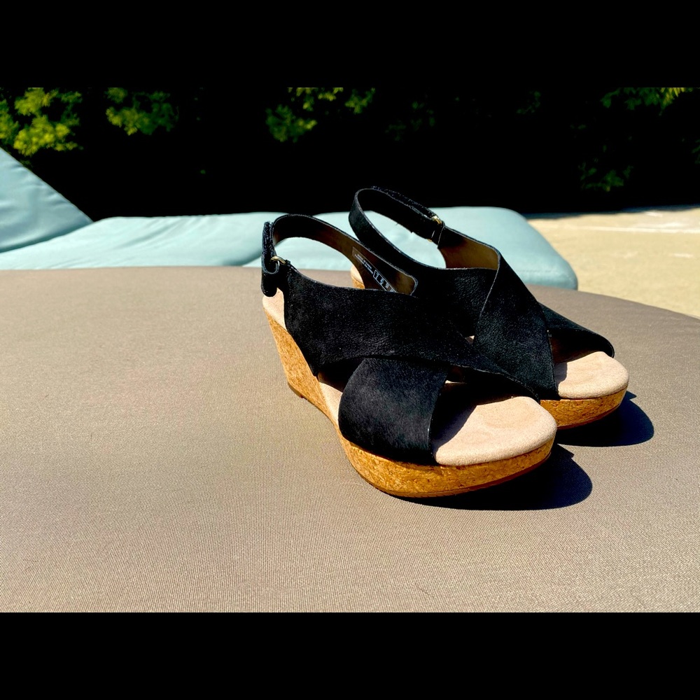 Black Clarks Wedges - Brand New